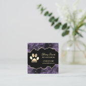 Carte De Visite Carré Luxe Agate Parties scintillant Chien Paw Pet Pet G (Debout devant)