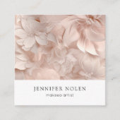 Carte De Visite Carré Luxe, Beige-Blanc, Fleur, Salon (Devant)