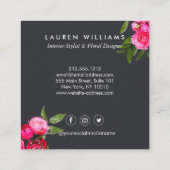 Carte De Visite Carré Luxe Bold Roses d'aquarelle sur gris (Dos)