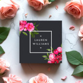 Carte De Visite Carré Luxe Bold Roses d'aquarelle sur gris