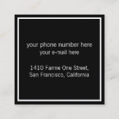 Carte De Visite Carré luxe chic noir carré pro (Dos)