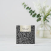 Carte De Visite Carré Luxe Classique Elégant, Damas (Debout devant)