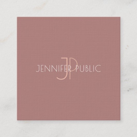 Carte De Visite Carré Luxe Elégant Moderne Design tendance Monogram Plai (Devant)