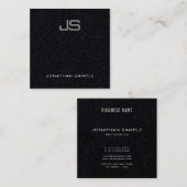 Carte De Visite Carré Luxe Elegant Moderne Monogram Premium Noir Plain (Devant / Derrière)