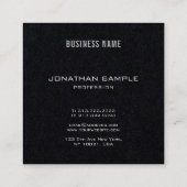 Carte De Visite Carré Luxe Elegant Moderne Monogram Premium Noir Plain (Dos)