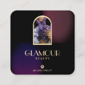 Carte De Visite Carré Luxe Faux Gradient Violet et Bourgogne 2 Photos (Devant)