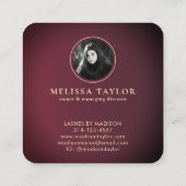Carte De Visite Carré Luxe Faux Gradient Violet et Bourgogne 2 Photos (Dos)