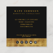 Carte De Visite Carré Luxe Gold & Black QR Code Carré de médias sociaux (Dos)
