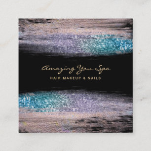 Carte De Visite Carré *~* Luxe Gold Glam Rainbow Parties scintillant exc