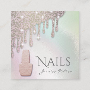 Carte De Visite Carré Luxe holographique Gold patina gouttes Salon de on