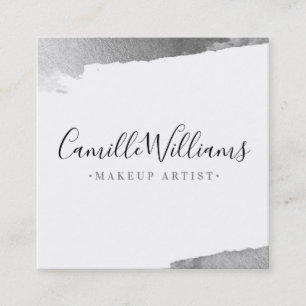 Carte De Visite Carré LUXE MINIMALIST glam lux faux doré brosse argent