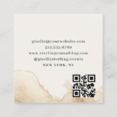 Carte De Visite Carré Luxe QR Code Aquarelle Beige Or Foil (Dos)