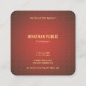 Carte De Visite Carré Luxe rouge de modèle de monogramme élégant moderne (Dos)