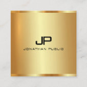 Carte De Visite Carré Luxe Silk Finish Monogram Gold Vertical Modèle (Devant)