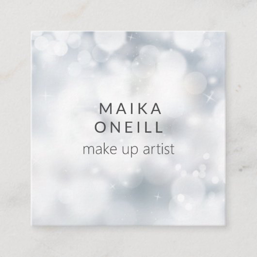 Carte De Visite Carré Luxe Silver Bokeh parties scintillant médias socia (Devant)