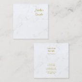 Carte De Visite Carré Luxueux Modèle moderne Marbre blanc Or Texte (Devant / Derrière)