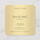 Carte De Visite Carré Luxueux Moderne Élégant Modèle Monogramme Or (Dos)