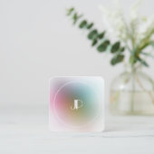 Carte De Visite Carré Luxueux Moderne Élégant Modèle Monogramme Or (Debout devant)