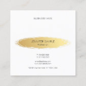 Carte De Visite Carré Luxueux Or Blanc Moderne Élégant Simple Plain (Dos)