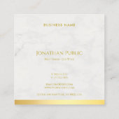 Carte De Visite Carré Luxueux Or Moderne Et Marbre Chic Script À Main (Dos)