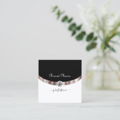 Carte De Visite Carré Luxueux Rose or noir et blanc avec Monogramme (Debout devant)