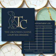 Luxury Dog Grooming Business Card Midnight Navy