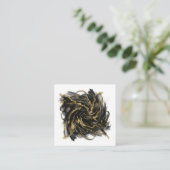Carte De Visite Carré Luxury Gold and Black Abstract Marble Ink Flow (Debout devant)