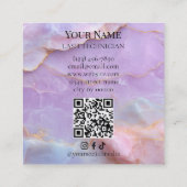 Carte De Visite Carré Luxury Pastel Marble Lash Artist QR code  (Dos)