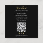 Carte De Visite Carré Luxury QR code Black and Gold Lash Technician Busi (Dos)