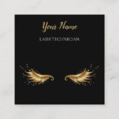 Carte De Visite Carré Luxury QR code Black and Gold Lash Technician Busi (Devant)