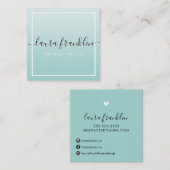 Carte De Visite Carré LUXURY SCRIPT nom élégant ombre pale menthe noir (Devant / Derrière)