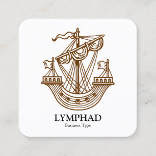 Carte De Visite Carré Lymphad (navire héraldique) - Noyer sur blanc