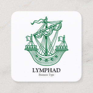 Carte De Visite Carré Lymphad (Navire héraldique) - Vert forestier