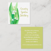 Carte De Visite Carré Lys de la vallée de l'aquarelle botanique Flower (Devant / Derrière)