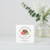 Carte De Visite Carré Macarons Restaurant Alimentation Boulangerie Pâtis (Debout devant)