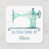 Carte De Visite Carré Machine à coudre Carré d'aquarelle Seamstress (Devant)