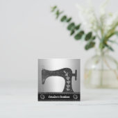 Carte De Visite Carré Machine à coudre élégante | Seamstress, bouton Arg (Debout devant)