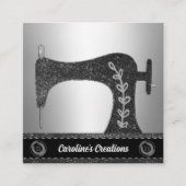 Carte De Visite Carré Machine à coudre élégante | Seamstress, bouton Arg (Devant)