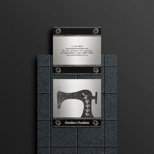 Carte De Visite Carré Machine à coudre élégante | Seamstress, bouton Arg