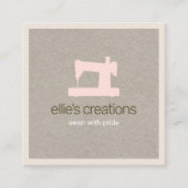Carte De Visite Carré Machine à coudre rose simple Kraft (Devant)