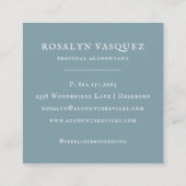 Carte De Visite Carré Machine à écrire Floral Aquarelle | Comptable (Dos)