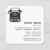 Carte De Visite Carré Machine à écrire - Noir sur Blanc (Dos)