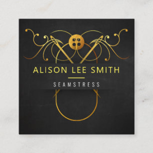 Carte De Visite Carré Machine à souder cousue Maillée Or