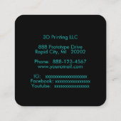 Carte De Visite Carré machine d'impression 3D (Dos)