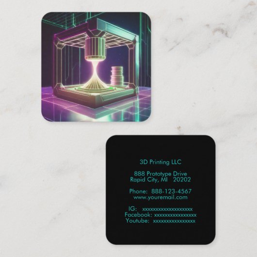 Carte De Visite Carré machine d'impression 3D (Devant / Derrière)