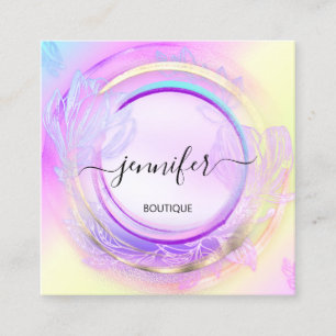 Carte De Visite Carré Magasin de beauté SPA maquillage rose floral QR Co