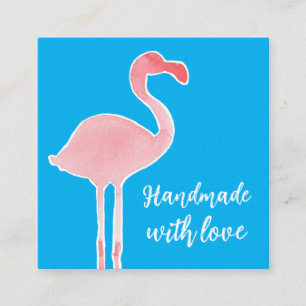 Carte De Visite Carré Magasin de Flamant Rose Fabriqué Avec Amour