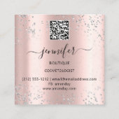 Carte De Visite Carré Magasin de maquillage professionnel QR Code Silver (Dos)