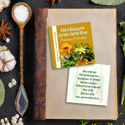 Carte De Visite Carré Magasin d'herbes à deux côtés