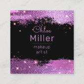 Carte De Visite Carré Magenta et maquillage noir élégant (Devant)